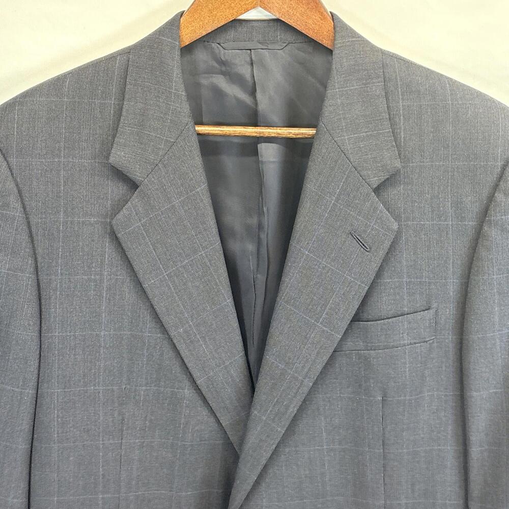 Men’s High-End Hickey-Freeman Boardroom 42R Suit Coat Luxury 100% Wool Grey/Blue - Picture 3 of 16